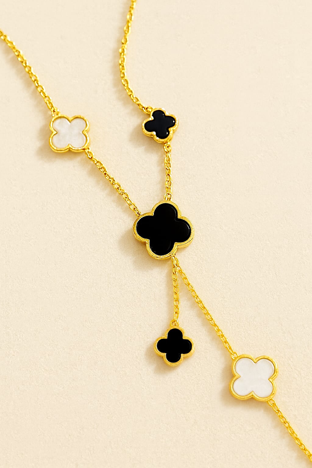Black & White Clover Necklace