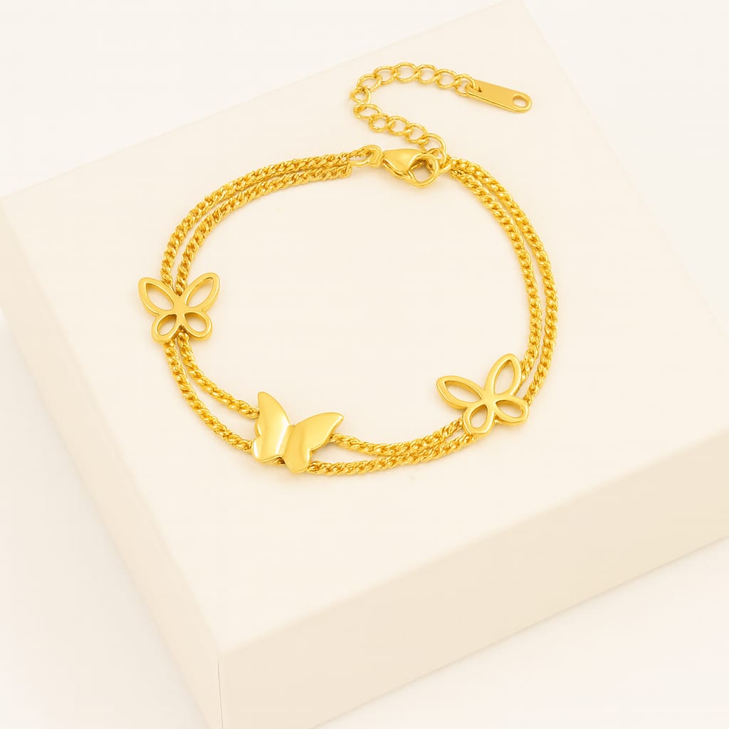 Triple Butterfly Charm Bracelet