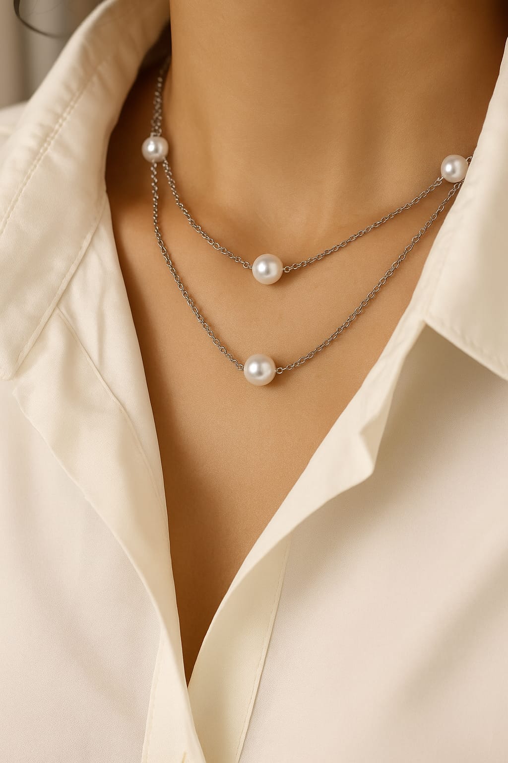 Double Pearl Necklace