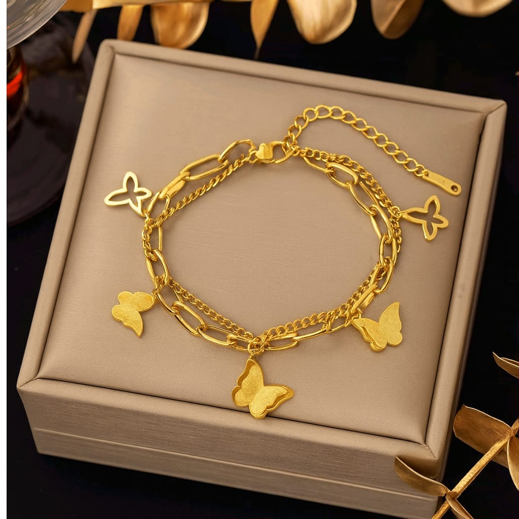 Golden Butterfly Charm Bracelet