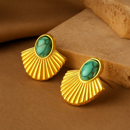 Turquoise Fan Studs
