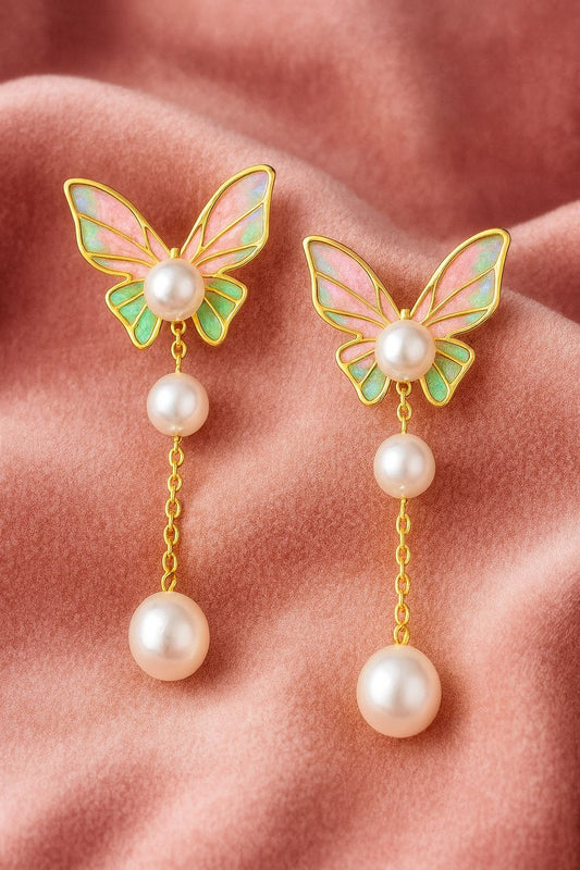 Butterfly Pearl drop Earrings