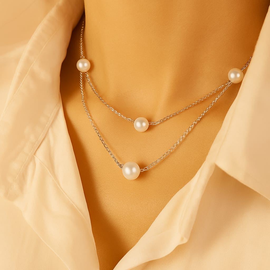 Double Pearl Necklace