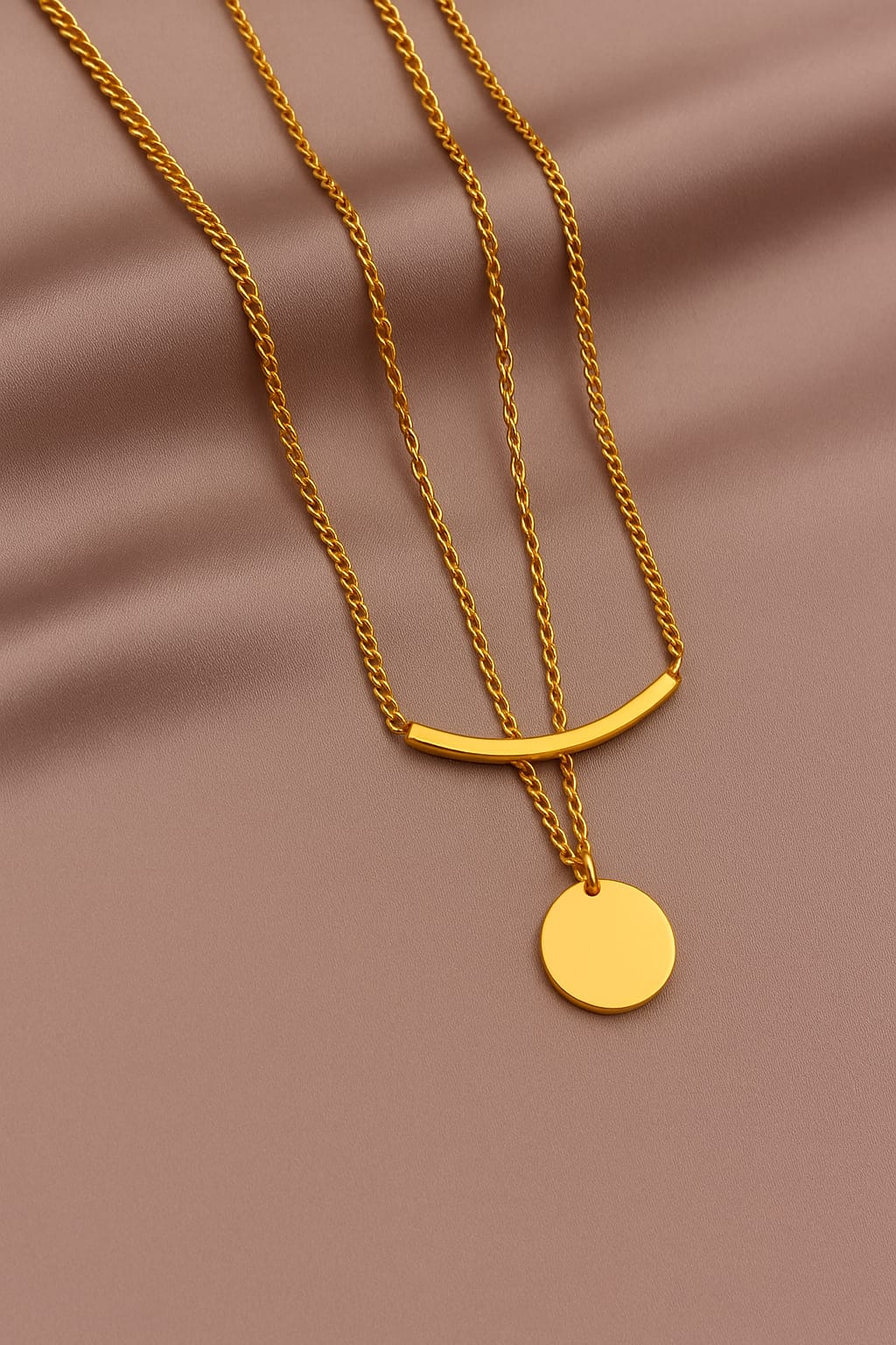Golden Disc Layered Necklace