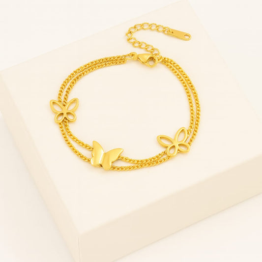Triple Butterfly Charm Bracelet