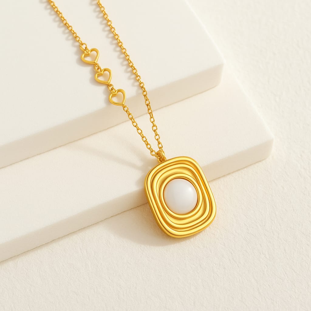 Golden Pearl Pendant Necklace