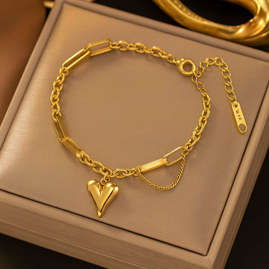 Bold Heart Chain Bracelet
