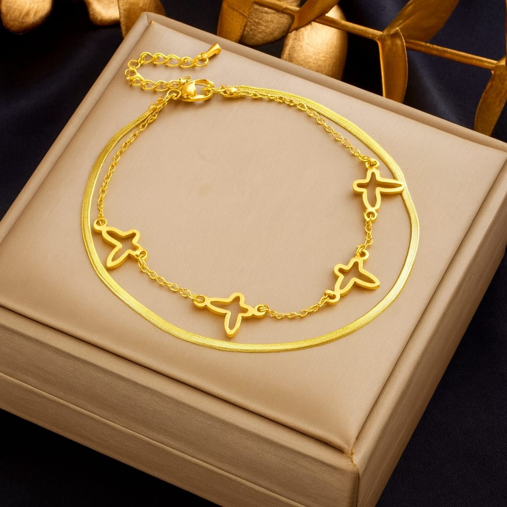 Golden Butterfly Silhouette Bracelet