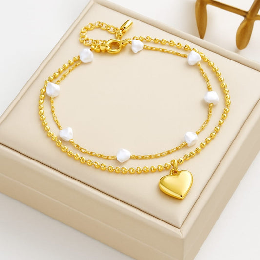 Pearl & Golden Heart Bracelet